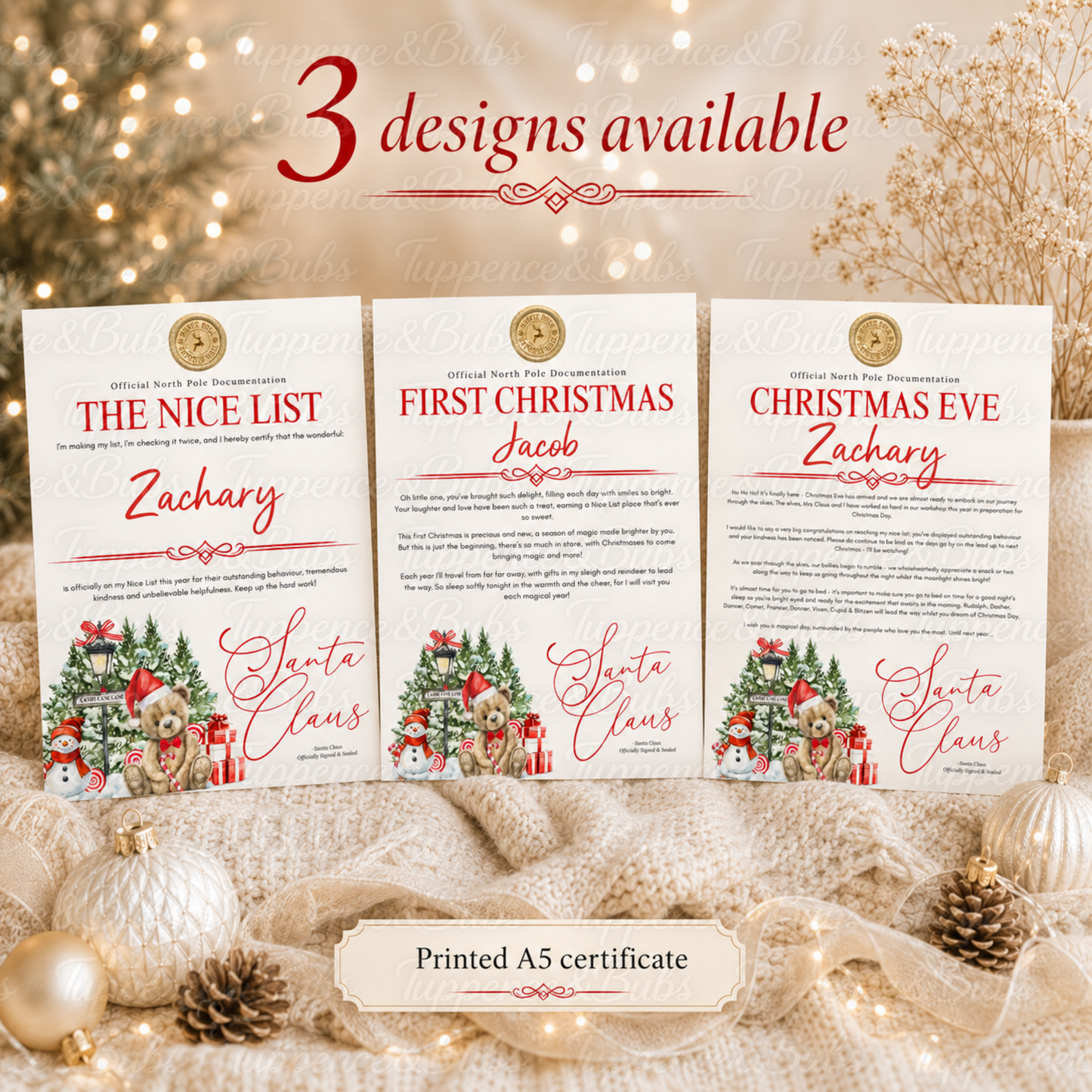 Personalised Red Teddy Bear Christmas Certificate