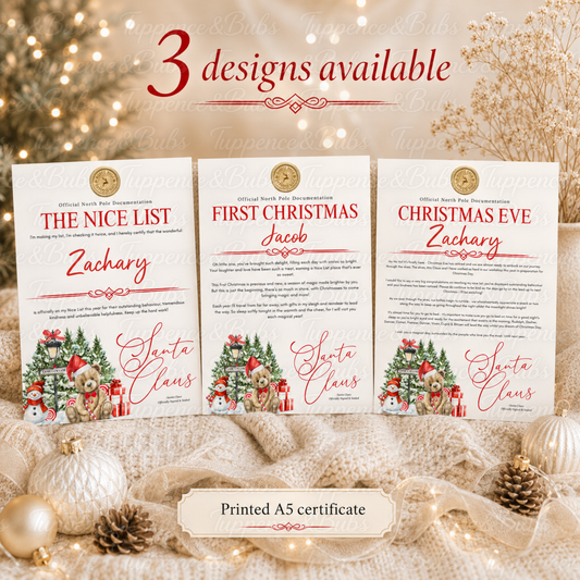 Personalised Red Teddy Bear Christmas Certificate