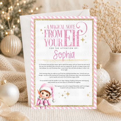 Personalised Pink Christmas Elf Letter – 3 Designs