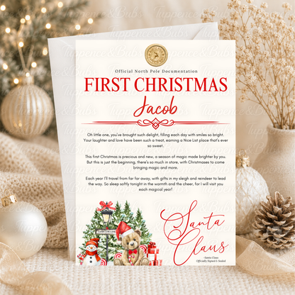 Personalised Red Teddy Bear Christmas Certificate