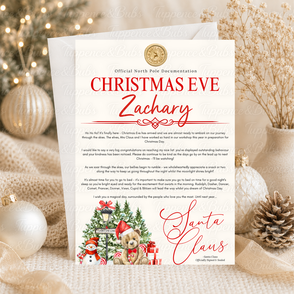 Personalised Red Teddy Bear Christmas Certificate