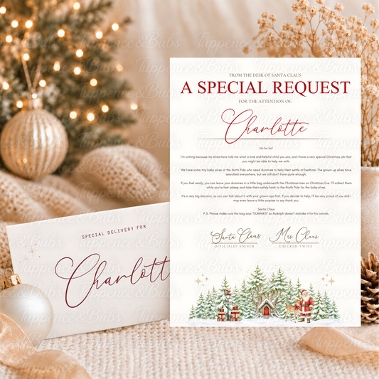Personalised Dummy Goodbye Letter From Santa & Envelope – Snowy Woodland