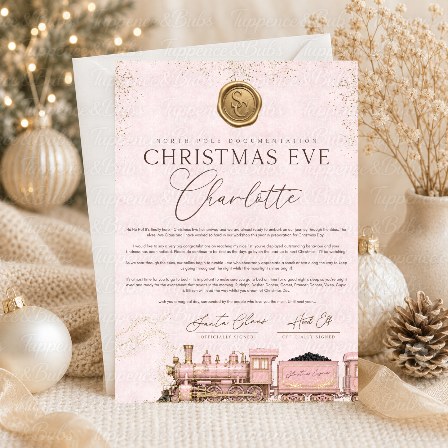 Personalised Pink Santa Letter – Christmas Eve or Magical Note