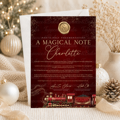 Personalised Red & Gold Santa Letter – Christmas Eve or Magical Note