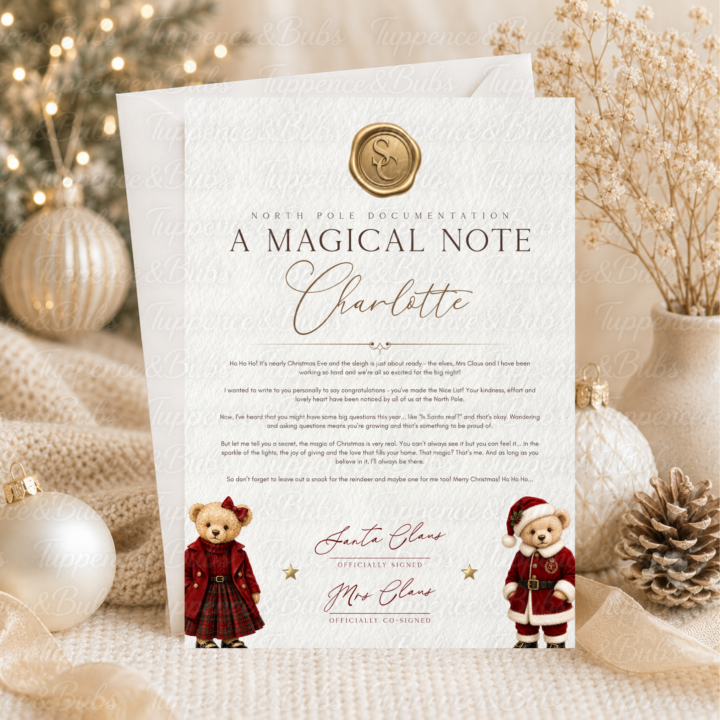 Personalised Teddy Bear Santa Letter – 3 Designs