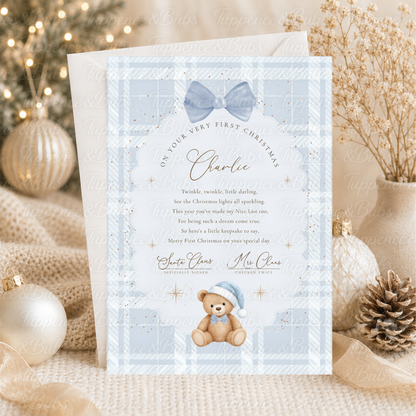Personalised First Christmas Santa Certificate – Pink or Blue