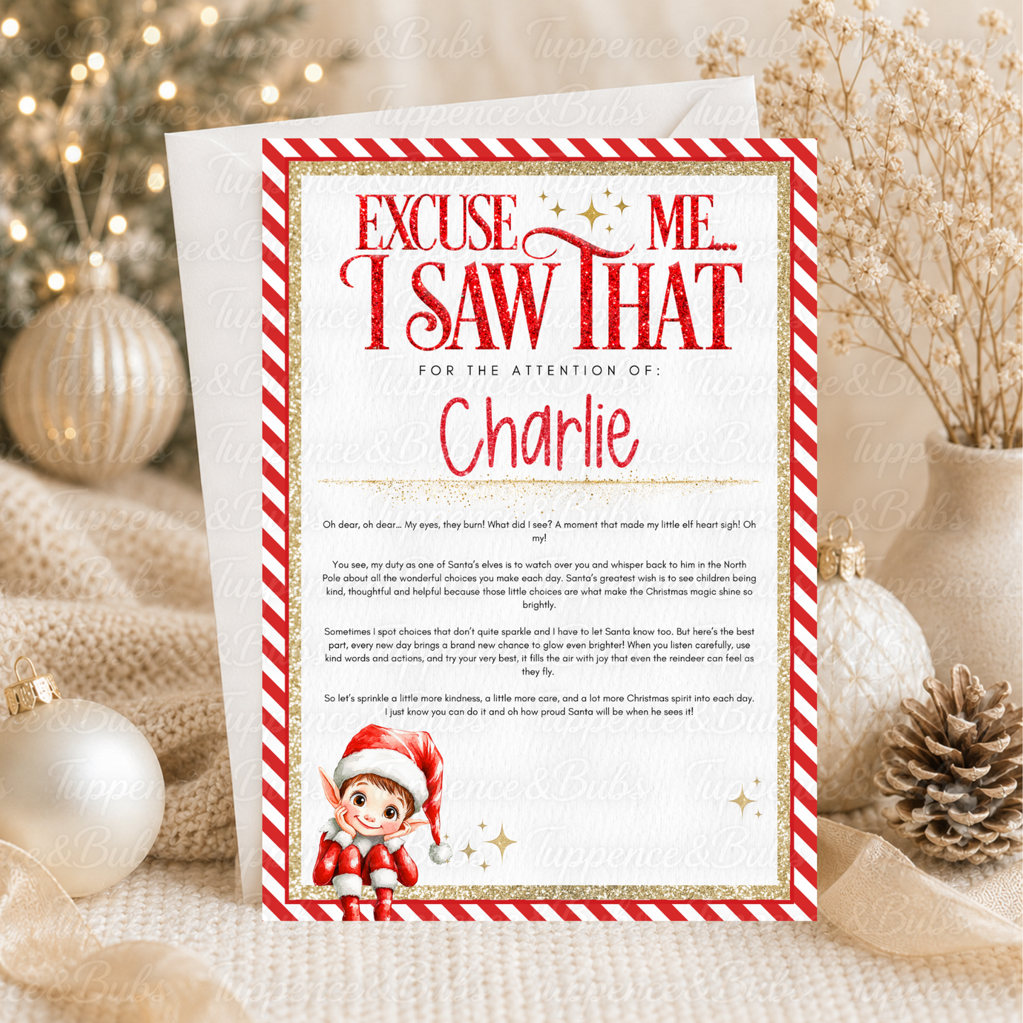 Personalised Red Christmas Elf Letter – 3 Designs