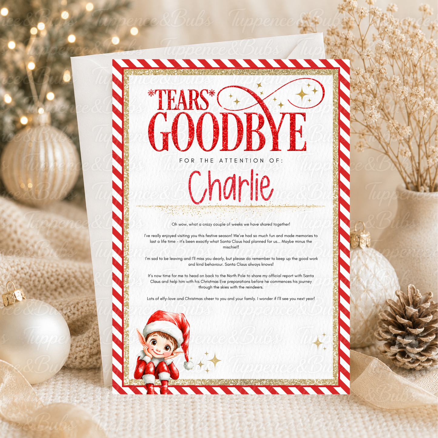 Personalised Red Christmas Elf Letter – 3 Designs