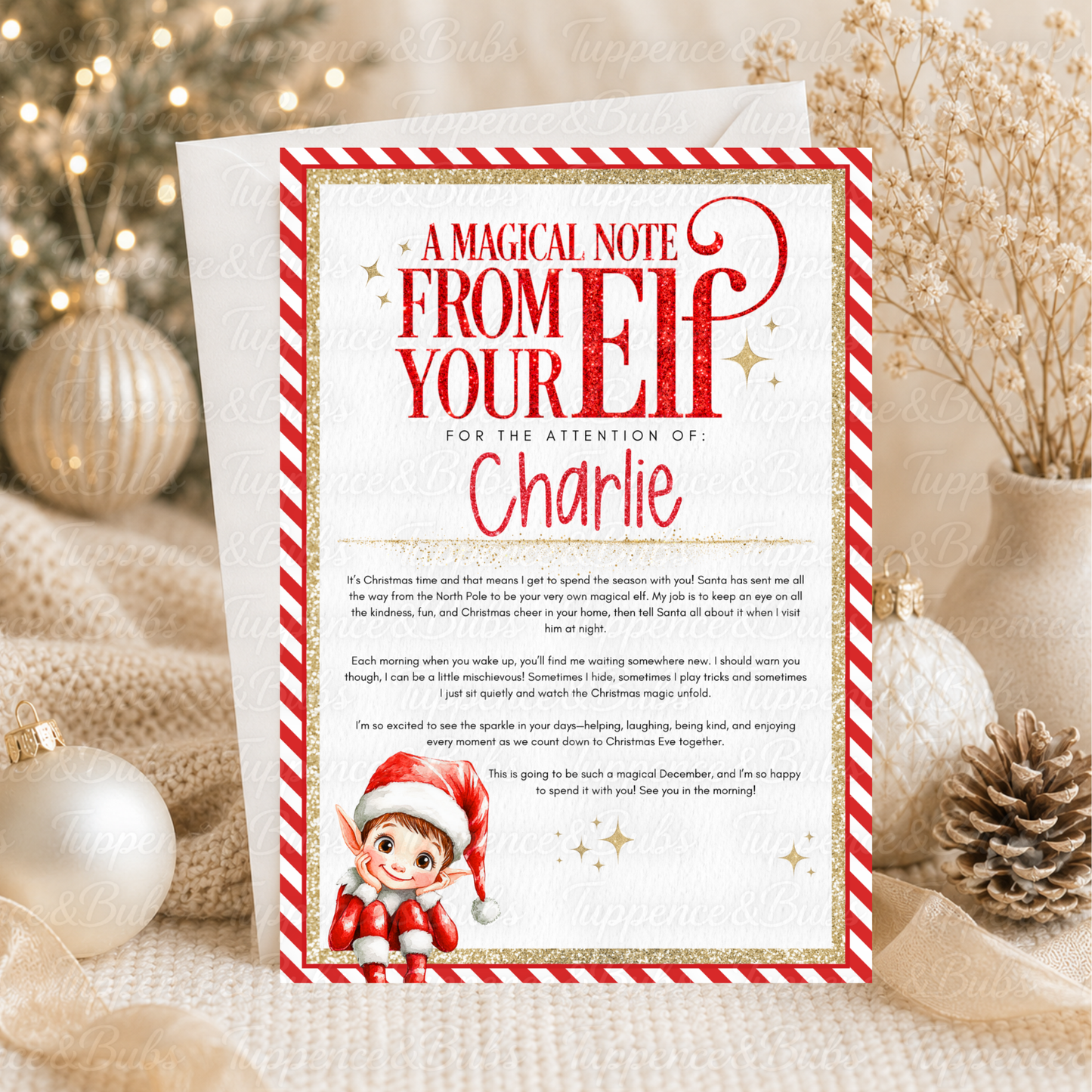 Personalised Red Christmas Elf Letter – 3 Designs