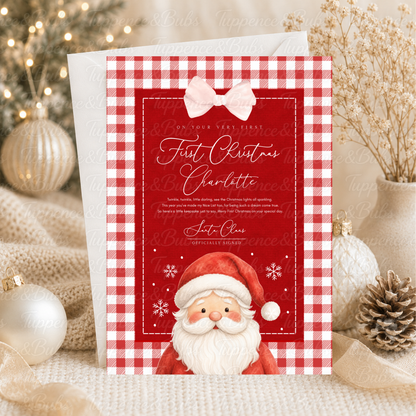 Personalised Red Gingham Santa Letter – 3 Designs