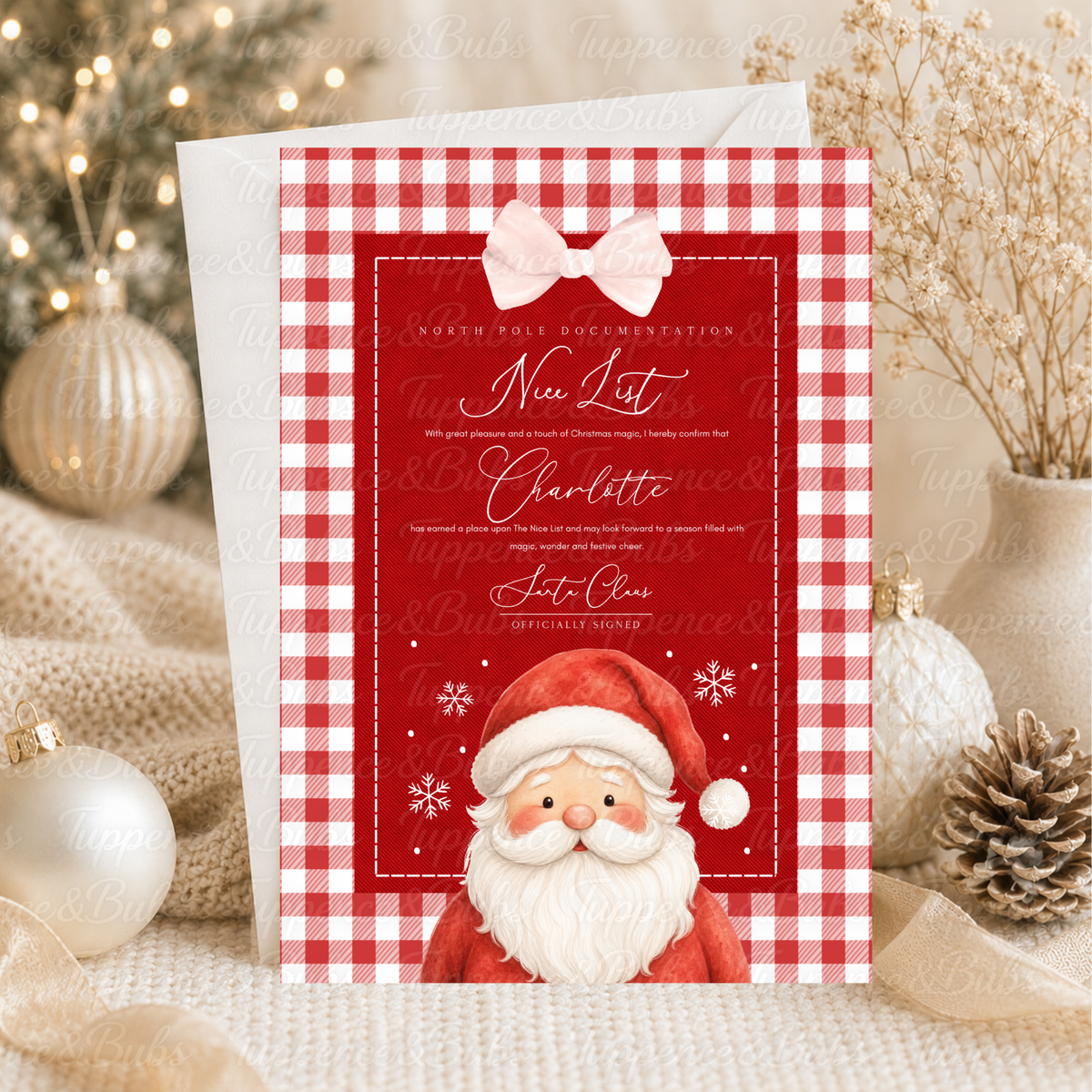 Personalised Red Gingham Santa Letter – 3 Designs