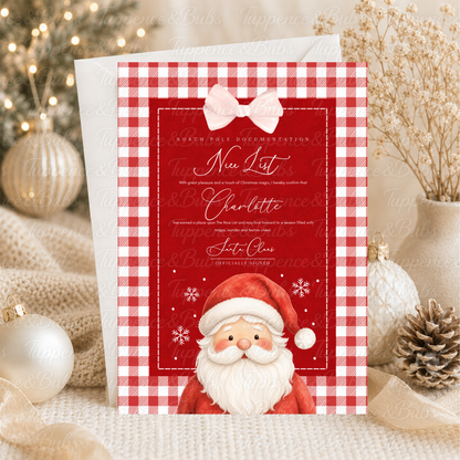 Personalised Red Gingham Santa Letter – 3 Designs