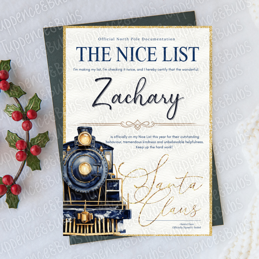 Navy Themed Express Train Certificate