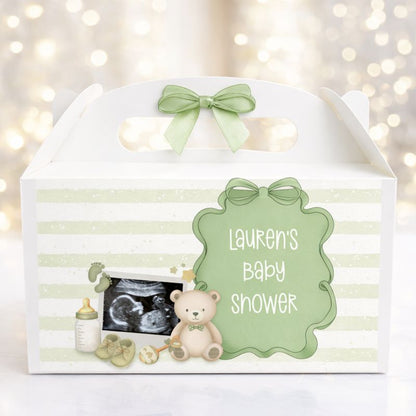 Baby Shower/Gender Reveal Treat Box - 3 Colours - Add Your Scan Pic