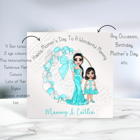 Tiffany Inspired Birthday Card - Adult & Toddler