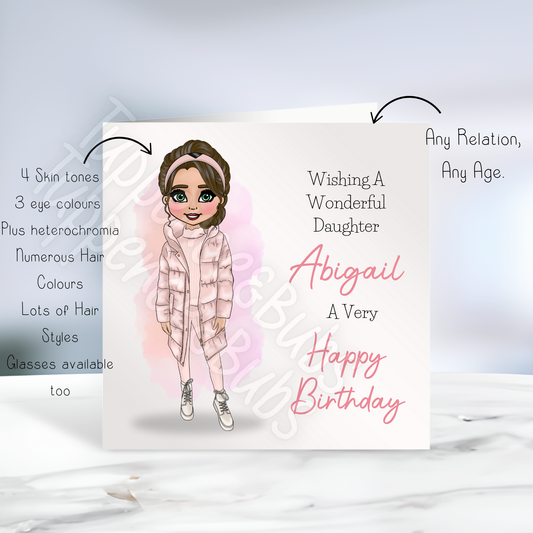 Puffer Coat Themed Birthday Card