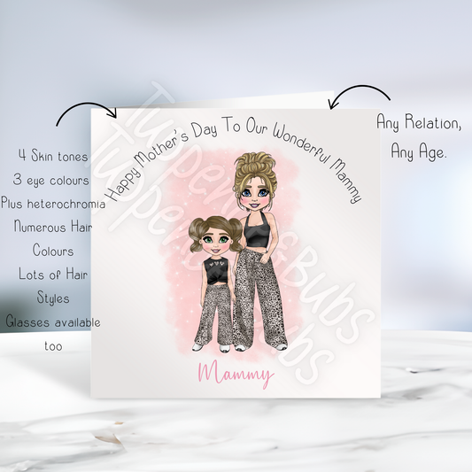 Leopard Print Adult & Toddler Themed Birthday Card