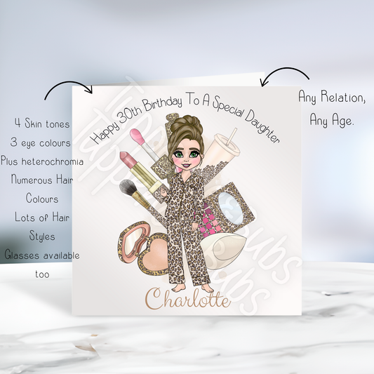 Leopard Print Make Up Inspired Birthday Card