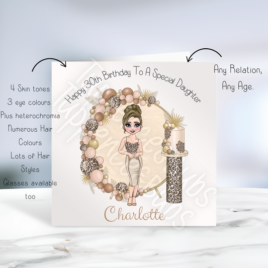 Leopard Print Mocha Birthday Card
