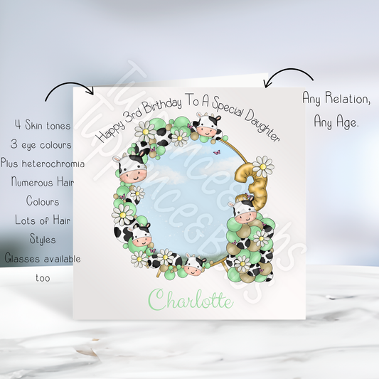 Cow Print Themed Birthday Card