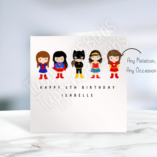 Superhero Girl Inspired Birthday Card