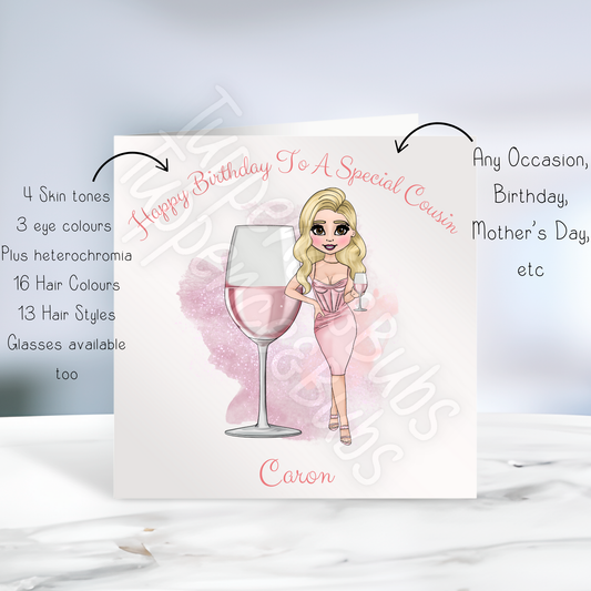 Rose Wine Inspired Birthday Card