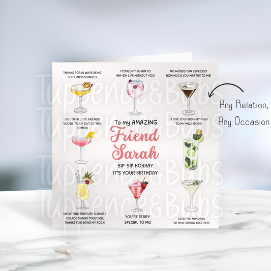 Cocktail Themed Birthday Card
