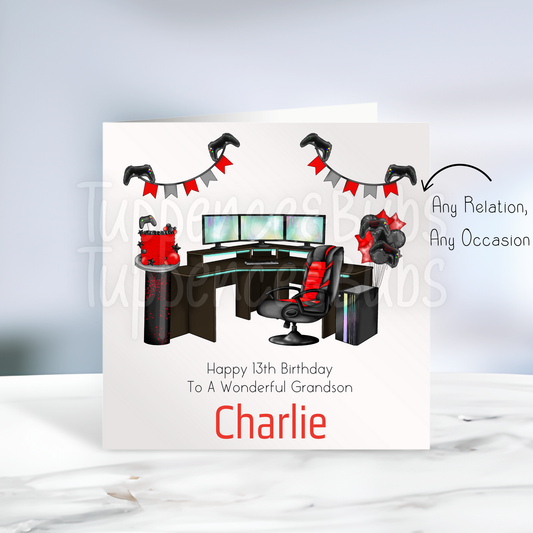 Red Game Themed Birthday Card