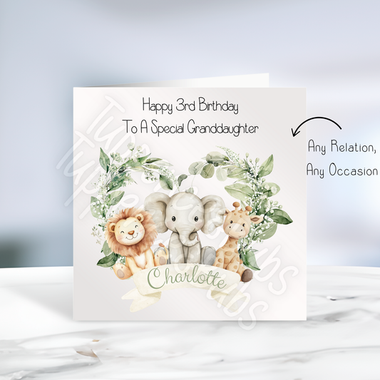 Safari Themed Birthday Card - 2 designs