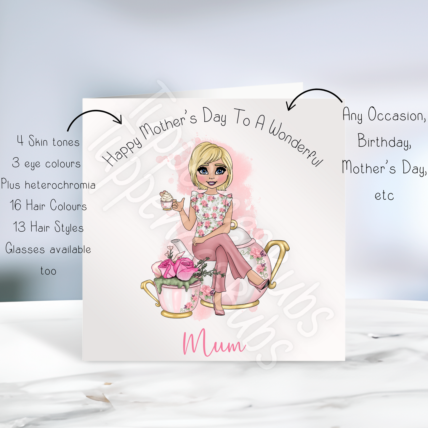 Floral Teacup Birthday Card - Mother's Day - Birthday