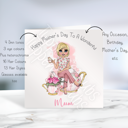 Floral Teacup Birthday Card - Mother's Day - Birthday