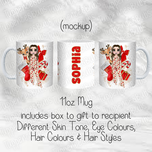 Red Reindeer Christmas PJ Theme Mug
