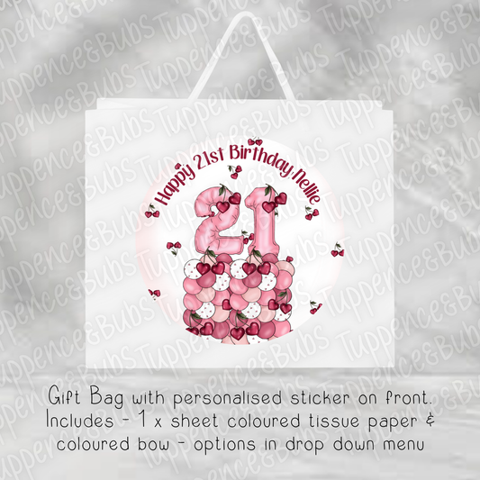 Cherry Themed Gift Bag - 2 Sizes - Any Age
