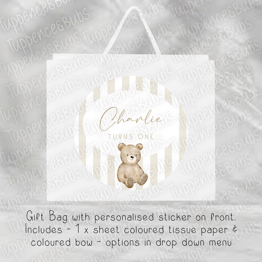 Brown Bear/Pink Stripe/Blue Stripe Gift Bag - 3 Designs