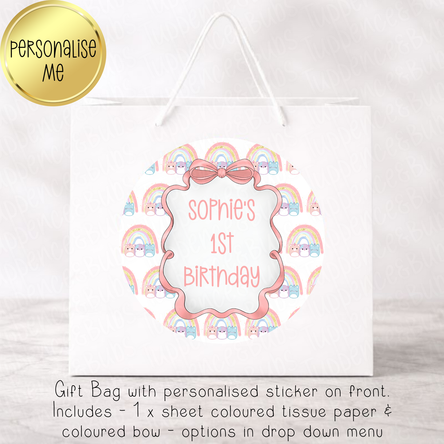 Squish Mallow Themed Gift Bag - Pastel or Rainbow