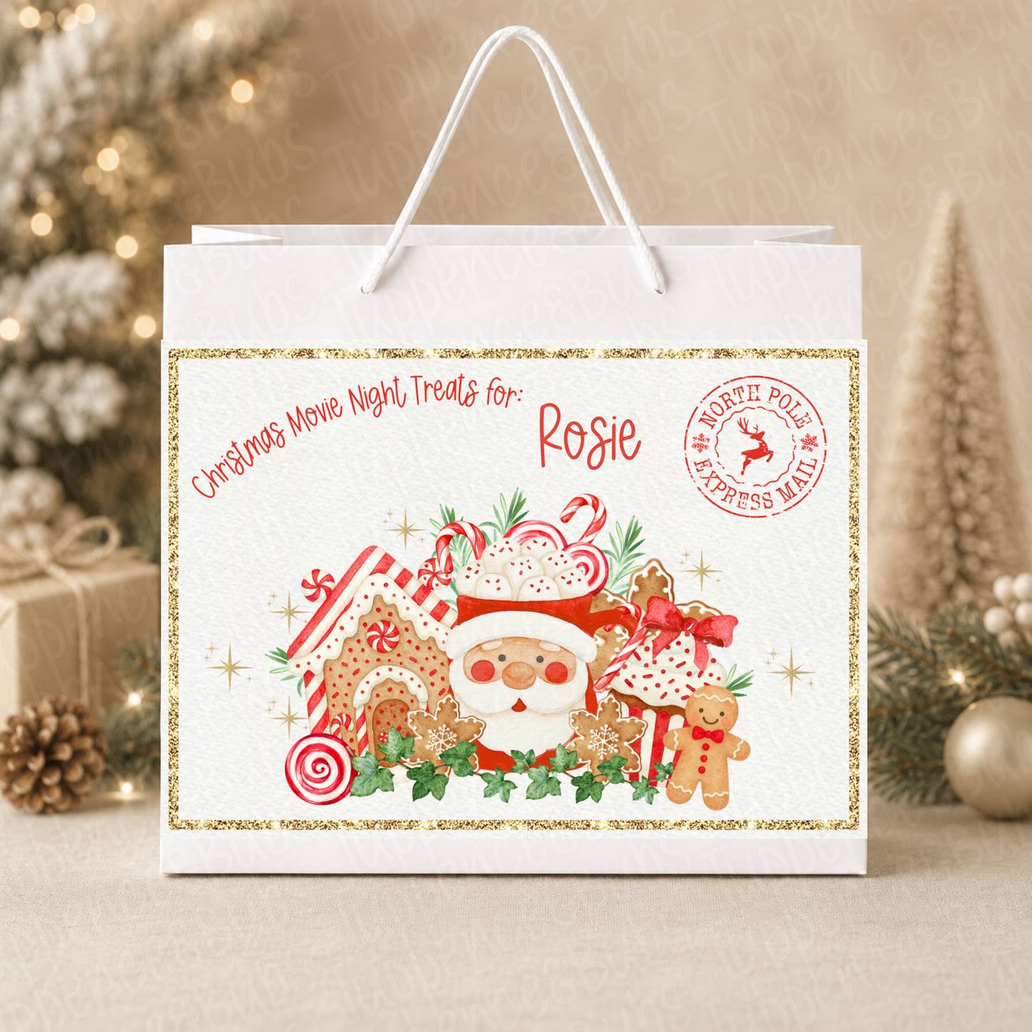 Personalised 30cm Christmas Movie Night Treat Gift Bag