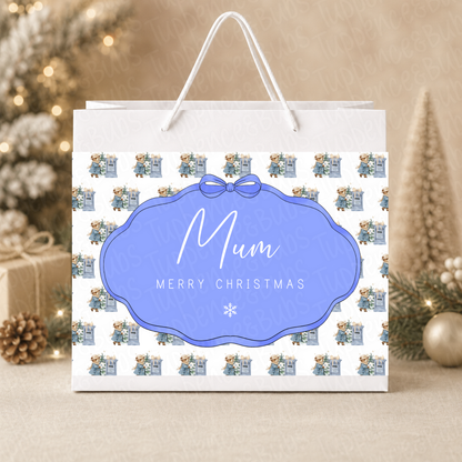 Personalised 30cm Pink or Blue Bunny Christmas Gift Bag  Shopify short description: