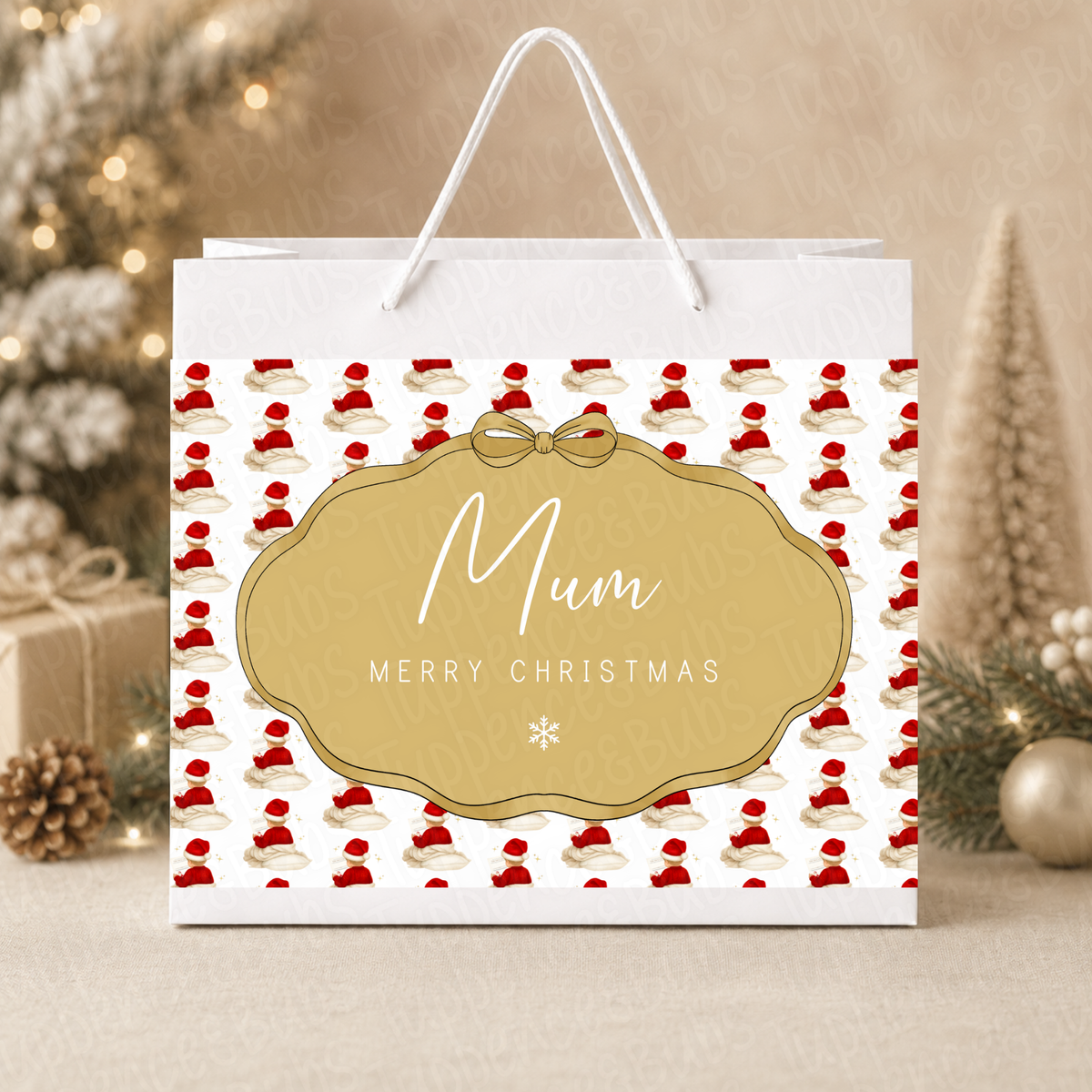 Personalised 30cm Nice List Boy Christmas Gift Bag