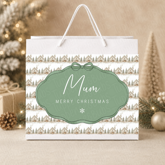 Personalised 30cm Winter Village Christmas Gift Bag