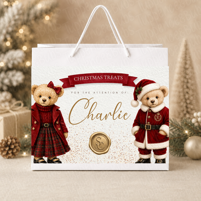 Personalised Teddy Bear Christmas Gift Bag