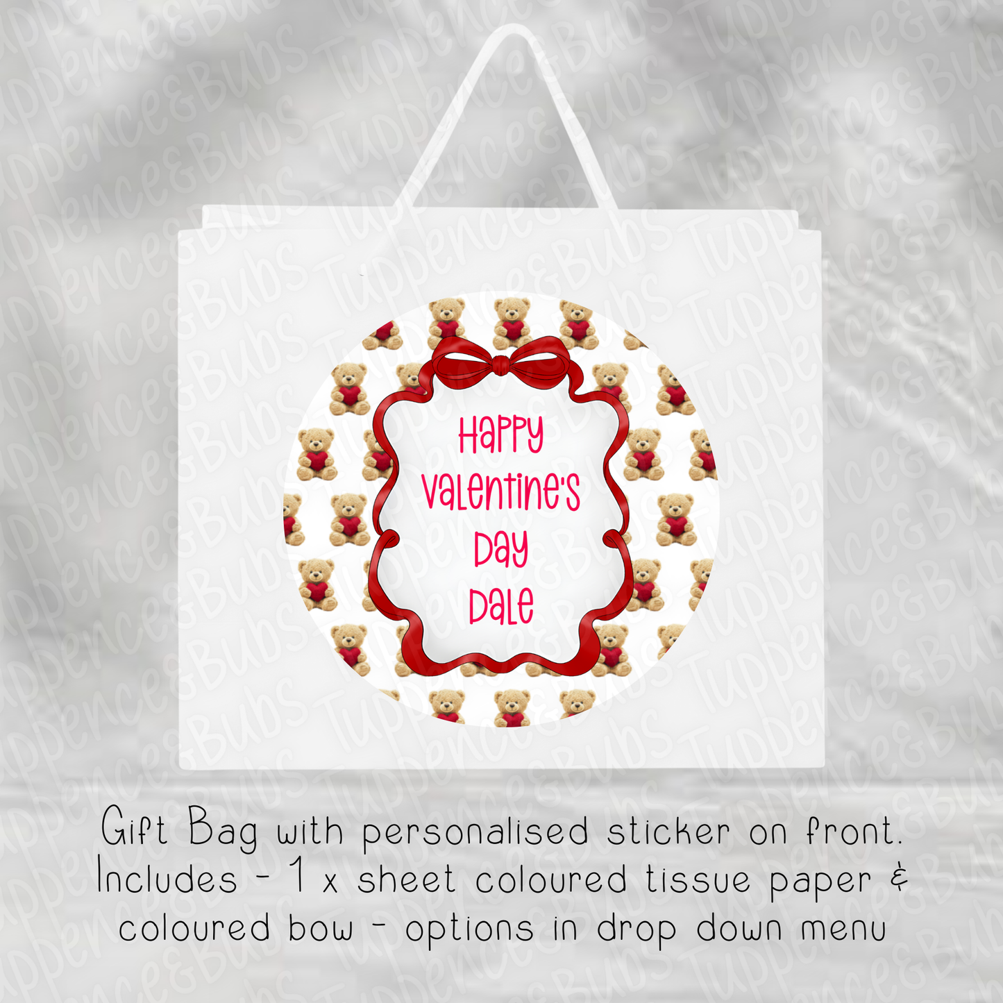 Bear Valentine's Themed Gift Bag - 2 Sizes