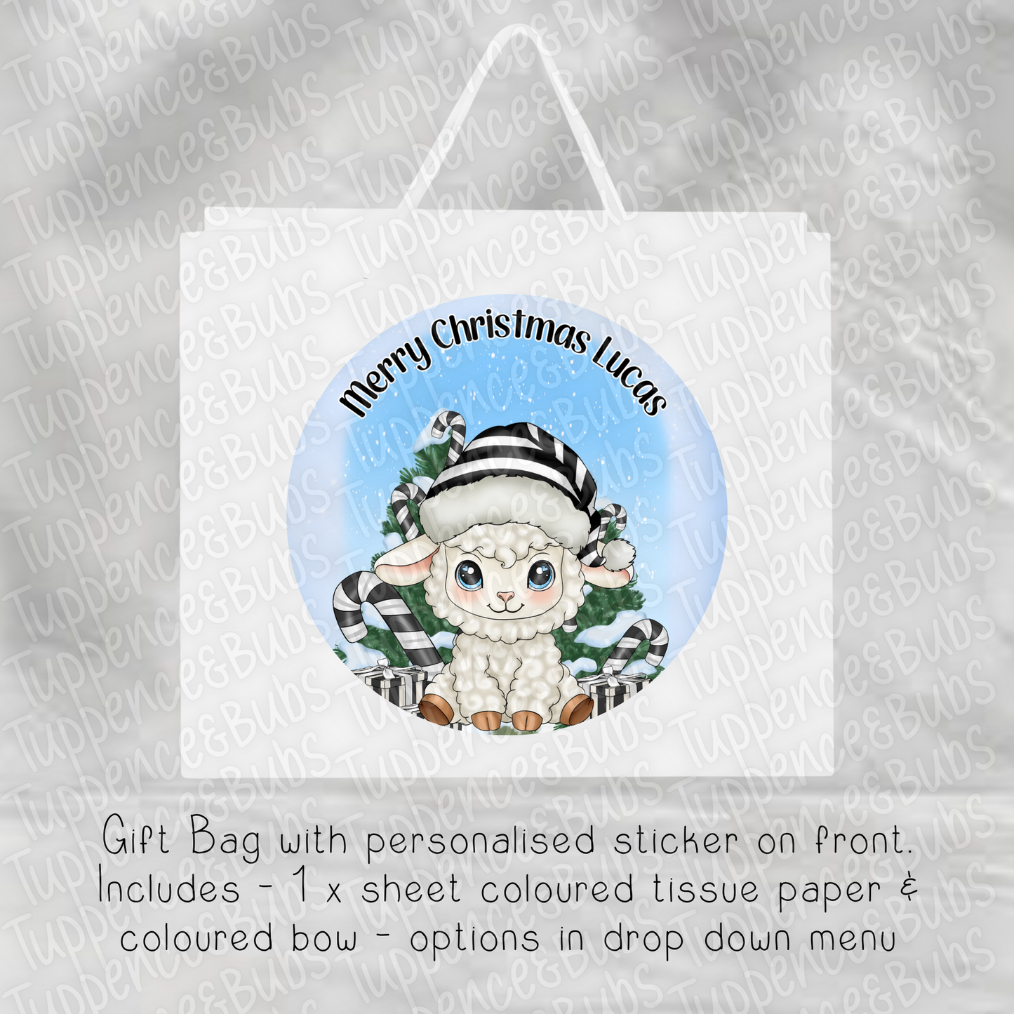 Cute Baa Humbug Themed Christmas Gift Bag