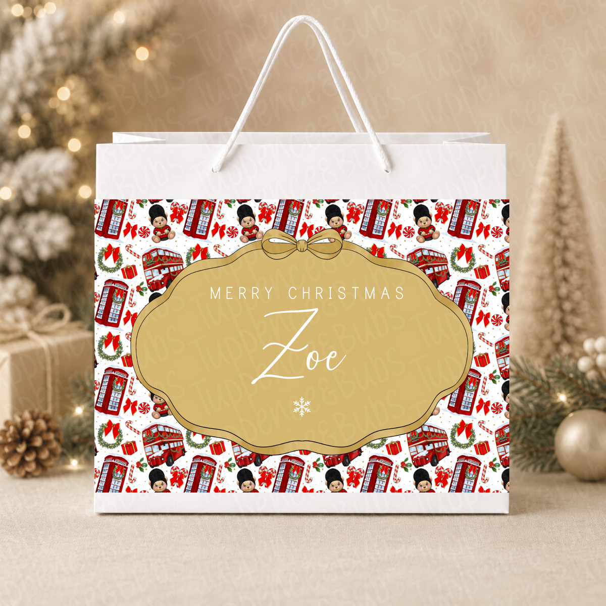 Personalised London Christmas Gift Bag
