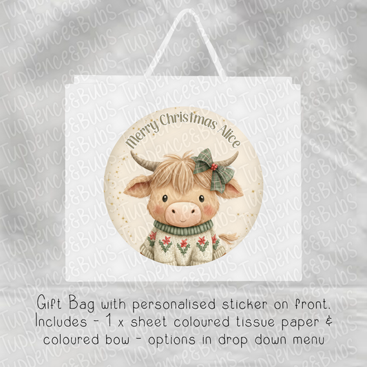 Highland Cow Themed Gift Bag