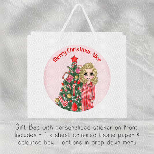 Red Striped PJ Make Up Inspired Gift Bag