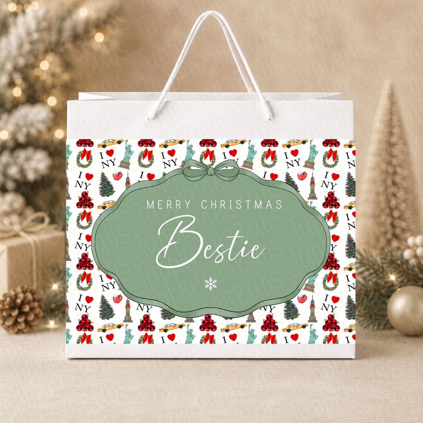 Personalised New York Christmas Gift Bag