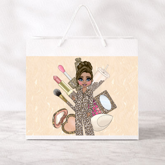 Personalised Leopard Print Birthday Gift Bag – Glam Makeup Design