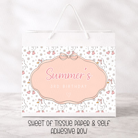 Custom Silly Goose Gift Bag - Pink or Blue