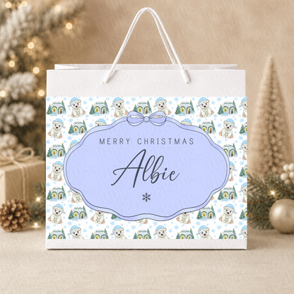 Personalised Polar Bear Christmas Gift Bag