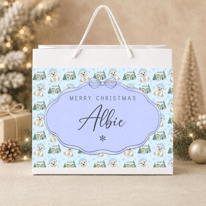 Personalised Polar Bear Christmas Gift Bag